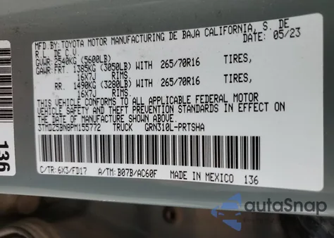 2023 Toyota Tacoma Trd Off Road z USA, uszkodzony, nr VIN 3TMDZ5BN8PM155772